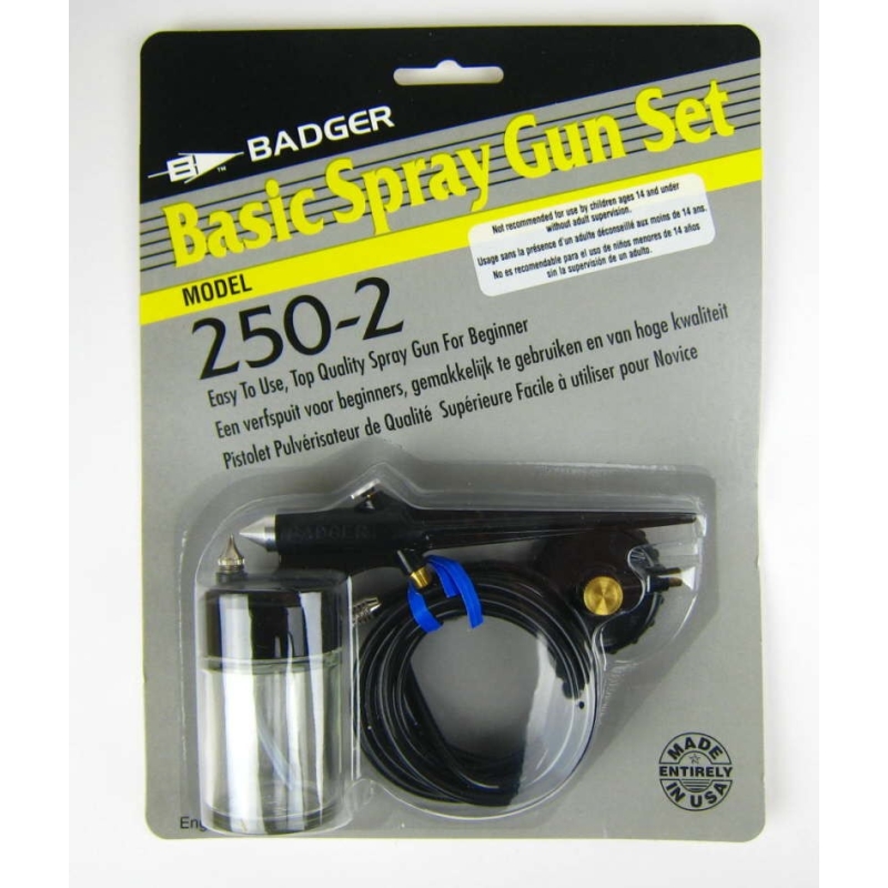 Badger 2502 Basic Spray Gun Set geblistert Airbrush Pistole